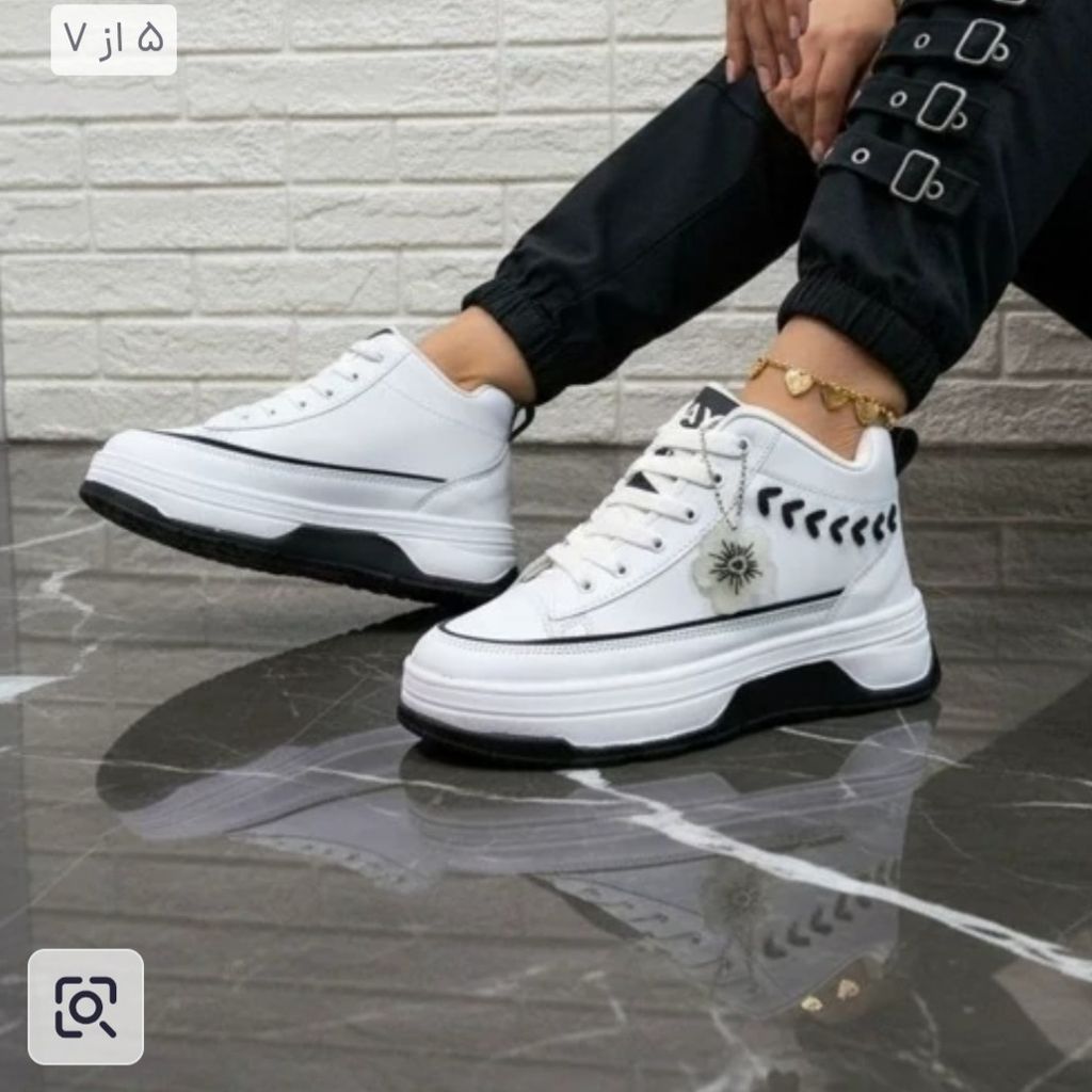 قیمت ارزان کفش ساق دار زنانه طرح گندم رنگ سفید