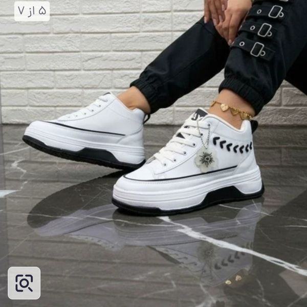 کفش ساق دار زنانه طرح گندم رنگ سفید