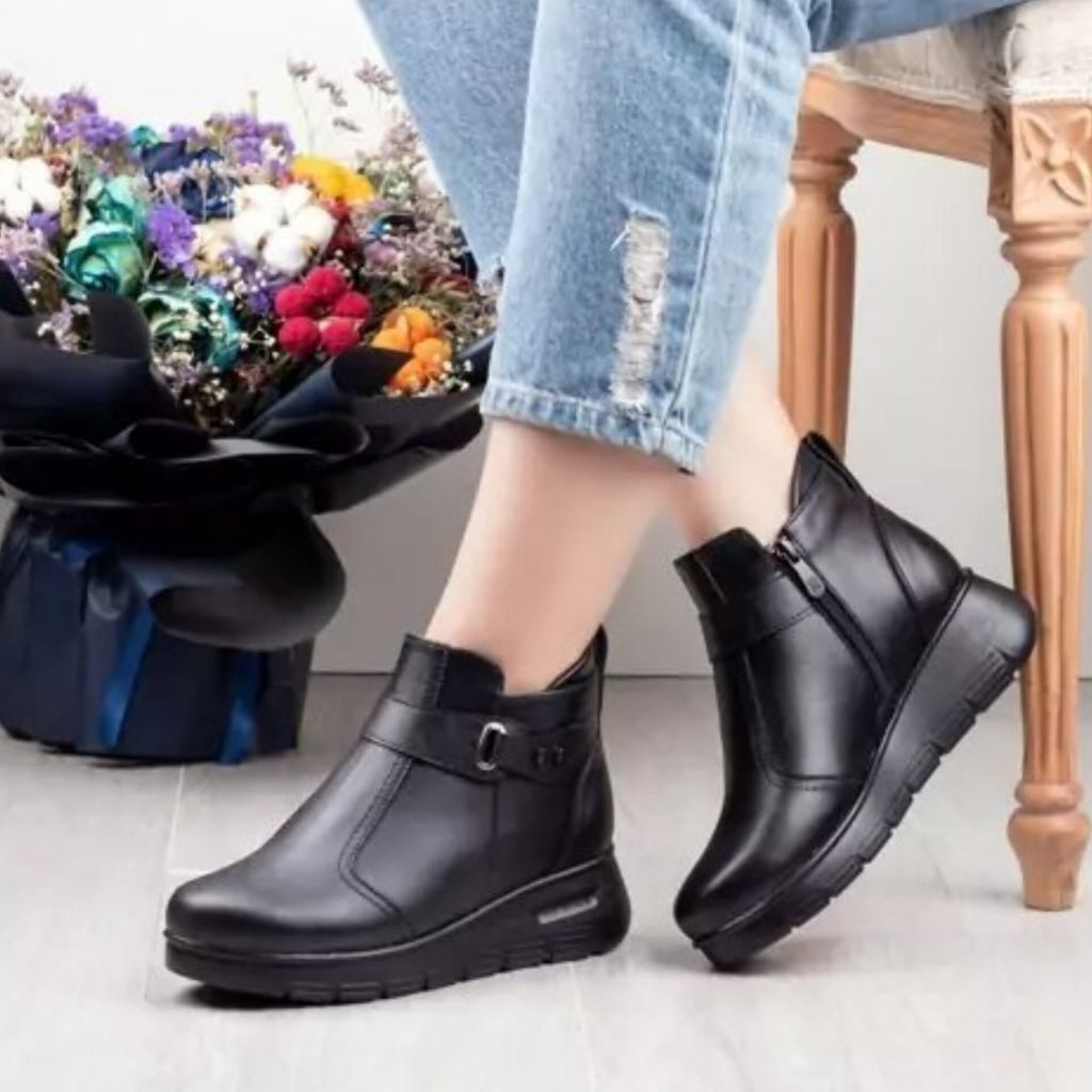 قیمت ارزان کفش نیم بوت زنانه چرم مدل گلناز