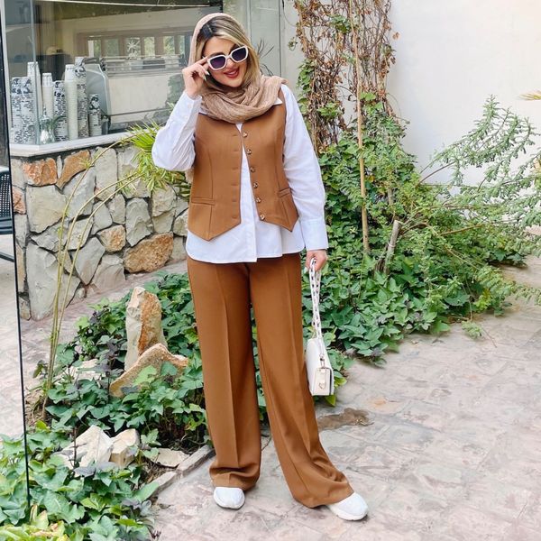 ست ژیله و شلوار موکا (کالکشن فروزان نریمیسا)