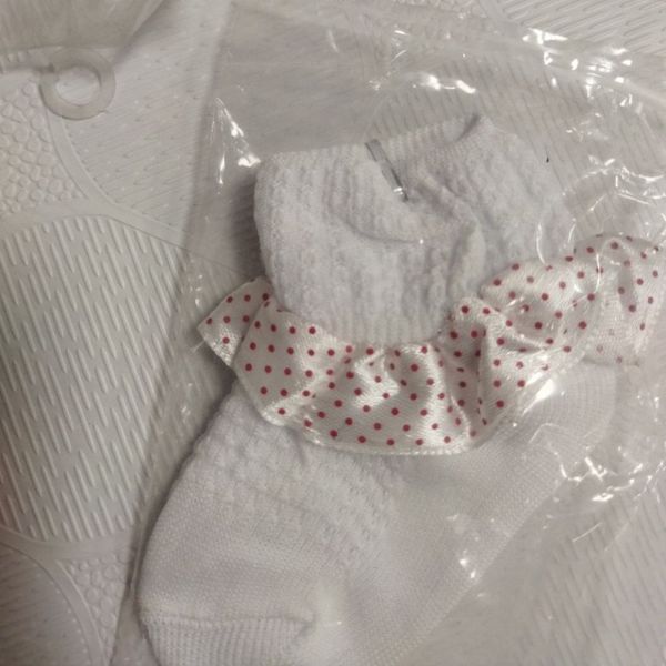 جوراب نوزادی سفید توری مجلسی دخترانه jr767