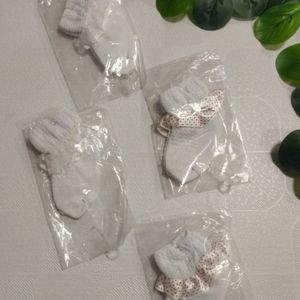 جوراب نوزادی سفید توری مجلسی دخترانه jr767