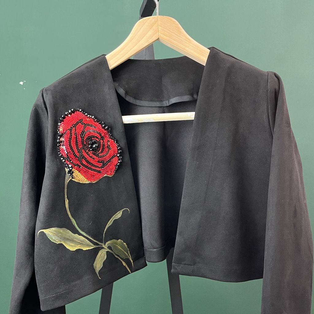 قیمت ارزان کت مجلسی زنانه طرح رز جواهردوزی و‌نقاشی