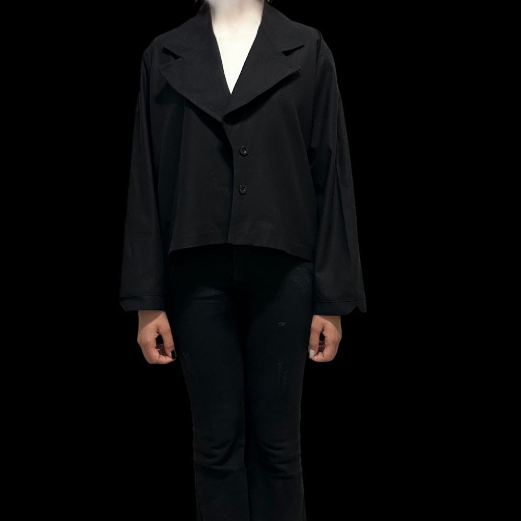 خرید انلاین کراپ کت زنانه یقه انگلیسی رنگ مشکی