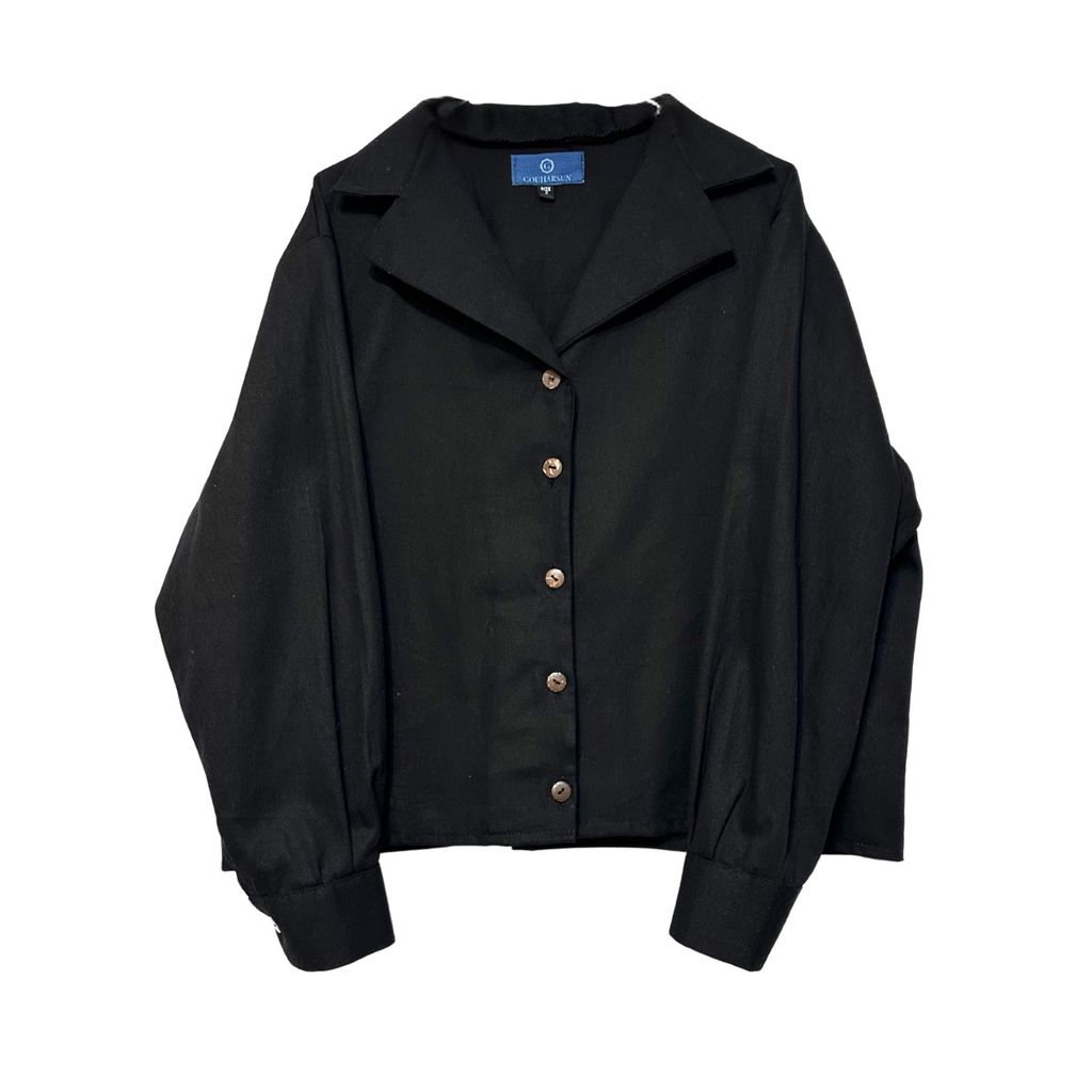 خرید آنلاین شومیز کوتاه زنانه یقه انگلیسی رنگ مشکی