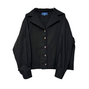 خرید آنلاین شومیز کوتاه زنانه یقه انگلیسی رنگ مشکی