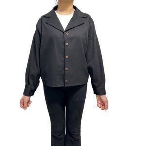 شومیز کوتاه زنانه یقه انگلیسی رنگ مشکی