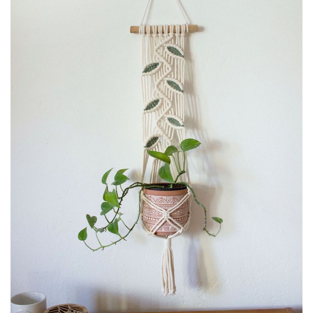 خرید اینترنتی اویز مکرومه گلدان کاربردی طرح نوگل