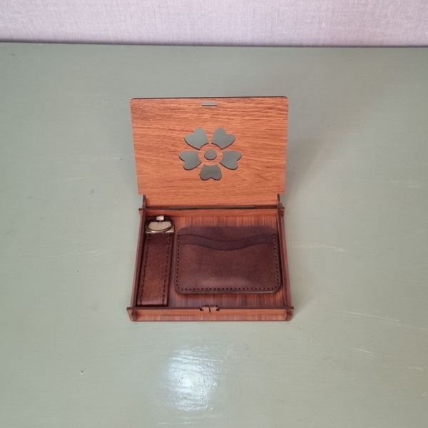 ست جاکارتی و جاکلیدی چرم طبیعی دست دوز زنانه و مردانه