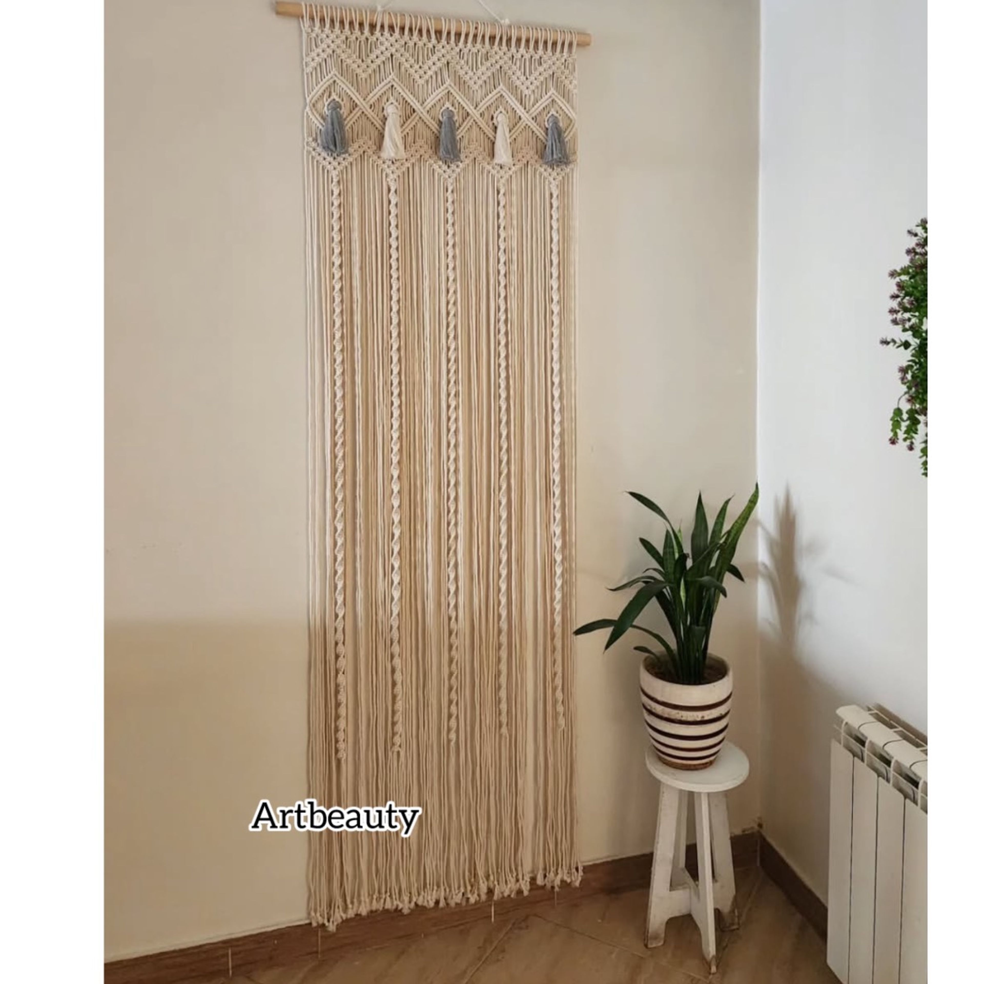 قیمت ارزان پرده مکرومه طرح کریسمس