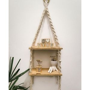 شلف چوبی دو طبقه مکرومه مدل برف