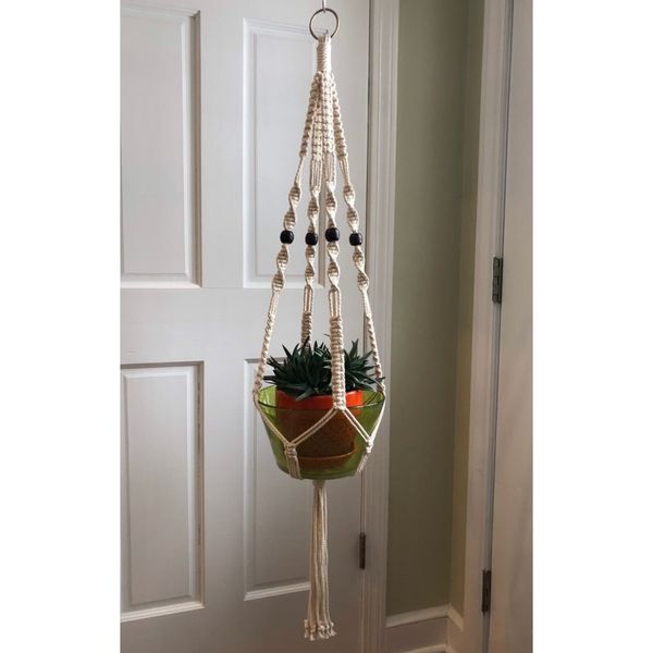 آویز گلدان مکرومه دکوراتیو طرح نازگل