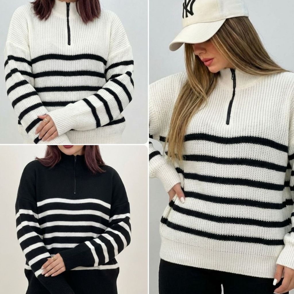 قیمت بلوز بافت پینترستی نیم زیپ زنانه و دخترانه