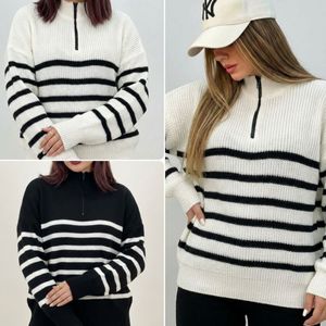 بلوز بافت پینترستی نیم زیپ زنانه و دخترانه