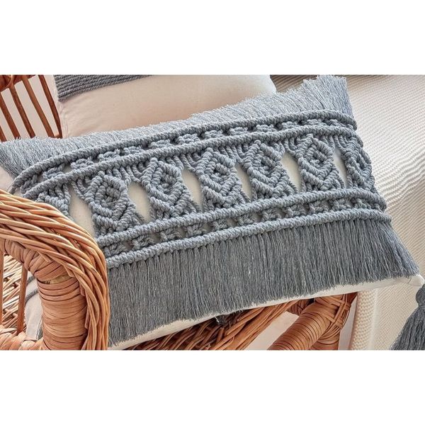 کاور کوسن مکرومه بافت با پارچه مدل دردانه7