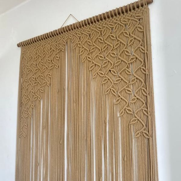 پرده جوانه مکرومه طرح نخل