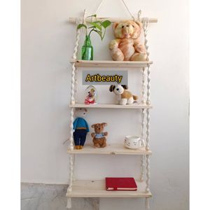 شلف مکرومه چوبی 4 طبقه دکوراتیو طرح تیام