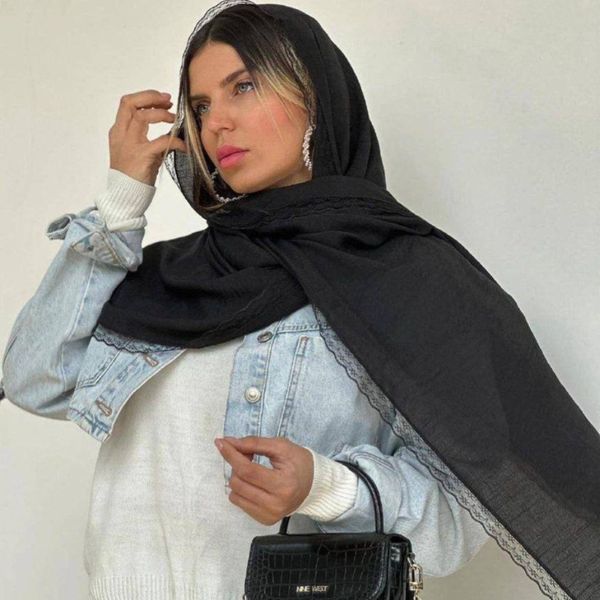 شال اسلپ نخی جت بلک دور دانتل