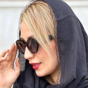 خرید اینترنتی شال اسلپ نخی جت بلک دور دانتل