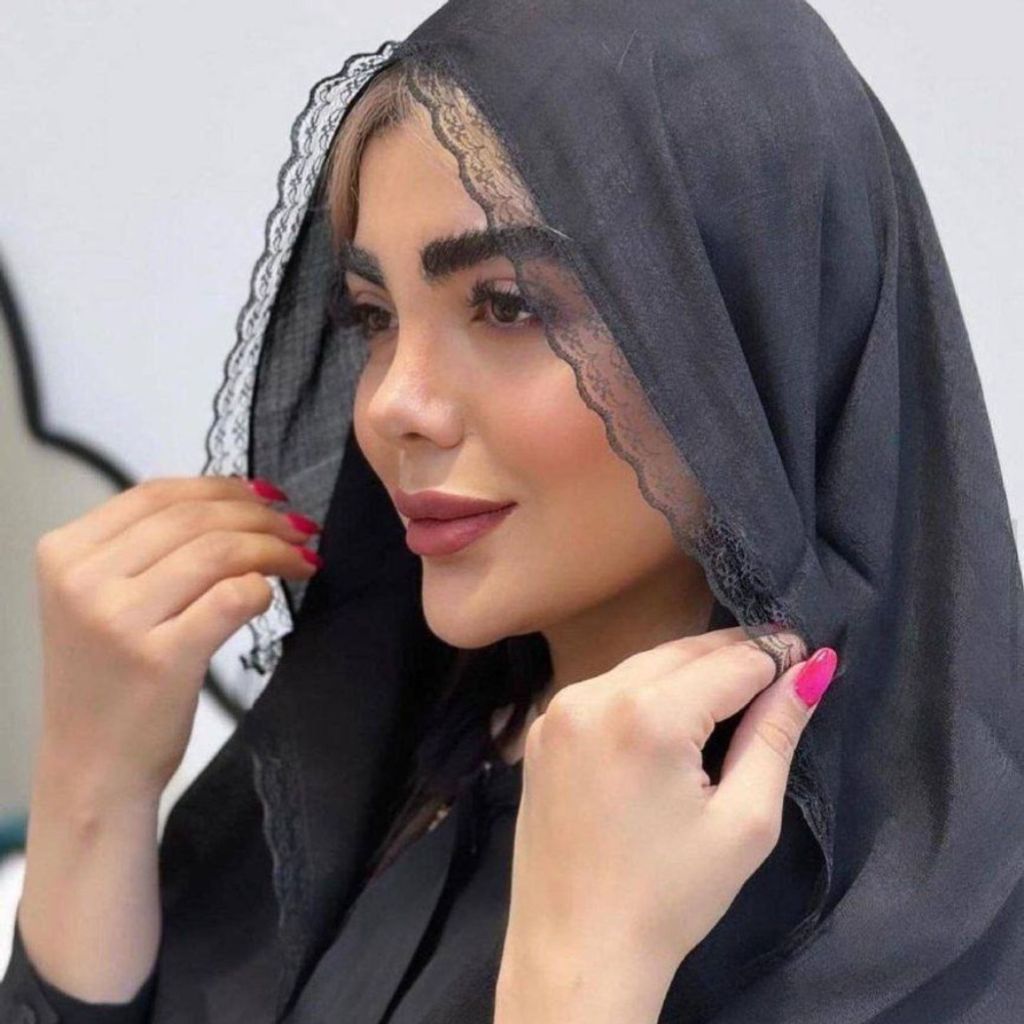 فروش اینترنتی شال اسلپ نخی جت بلک دور دانتل