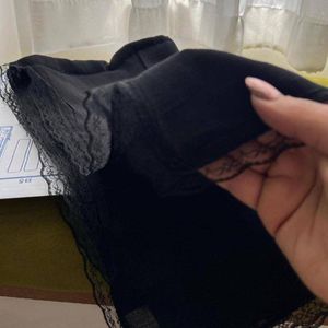 خرید آنلاین شال اسلپ نخی جت بلک دور دانتل