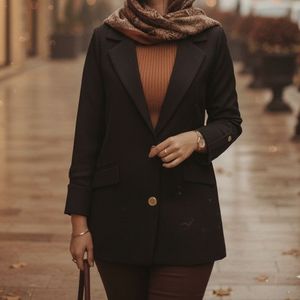 کت پاییزه آستردار مدل کیانا مشکی