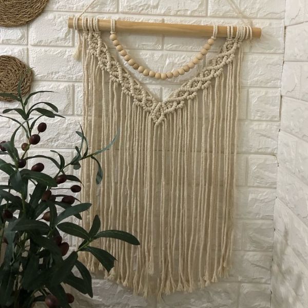 دیوارکوب اویز مکرومه بافی مدل مهره دار