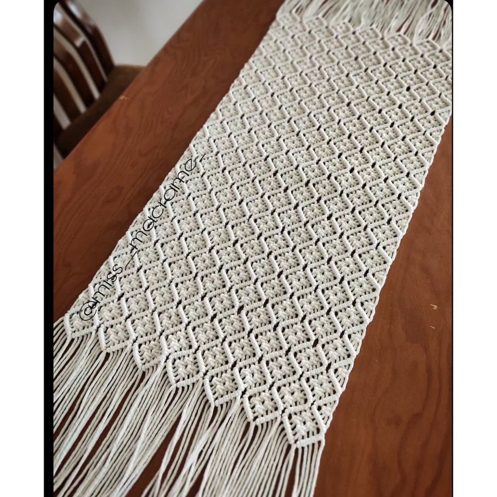 خرید اینترنتی رانر مکرومه بافی طرح لوزی پربافت