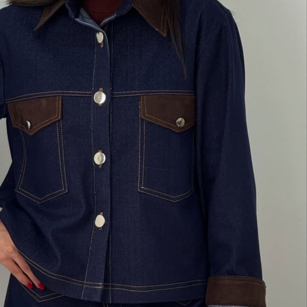 مشخصات کت و شلوار جین  دو رنگ طرحی فوق العاده