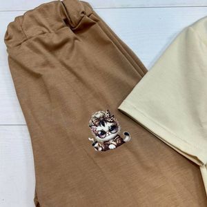 مشخصات ست تیشرت و شلوار دخترانه پنبه ای ملوسک