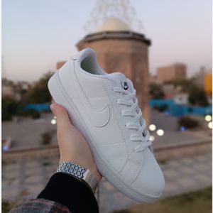 کتونی ونس مردانه تمام سفید نایک کورت رویال 2 زیره لاستیک