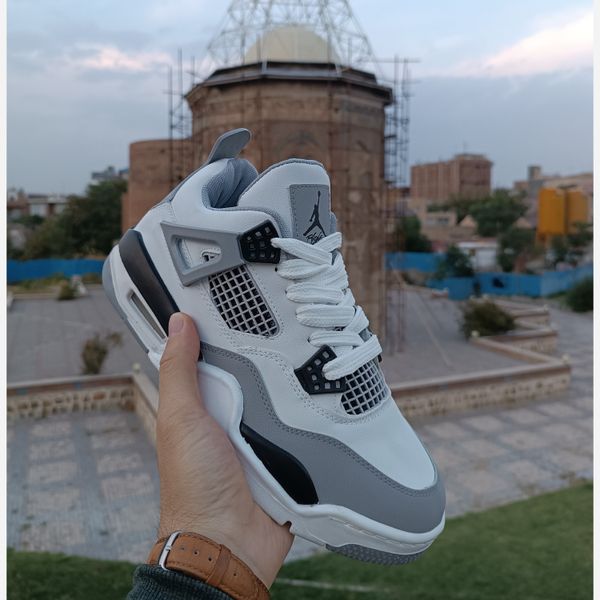 کتونی مردانه جردن 4 چهار سفید طوسی