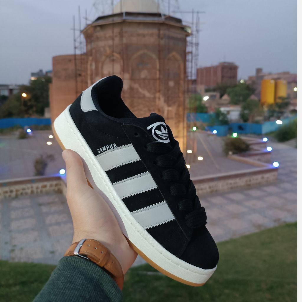 خرید اینترنتی قیمت کتونی مردانه آدیداس کامپوس کیفیت بالا مشکی طوسی