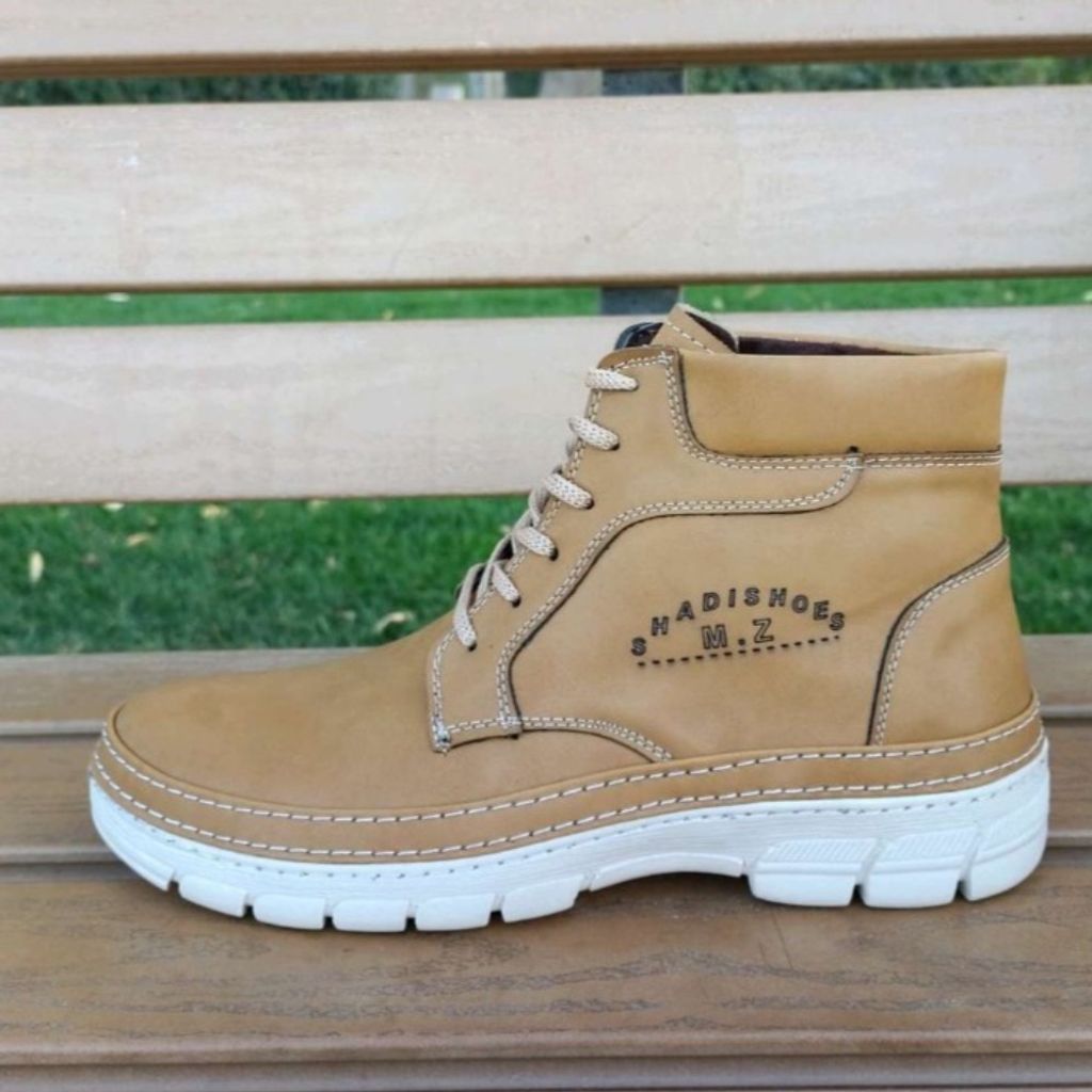 خرید انلاین نیم بوت مردانه بندی رنگ خردلی سایز 40 تا 44
