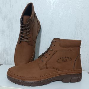 خرید اینترنتی نیم‌بوت مردانه بندی رنگ حنایی سایز 40 تا 44