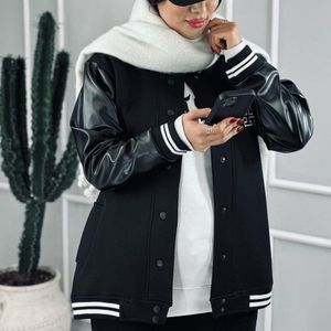 خرید اینترنتی مانتو آستین چرم بیسبالی