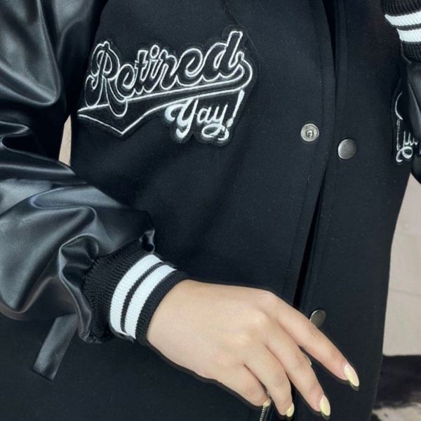 مانتو آستین چرم بیسبالی