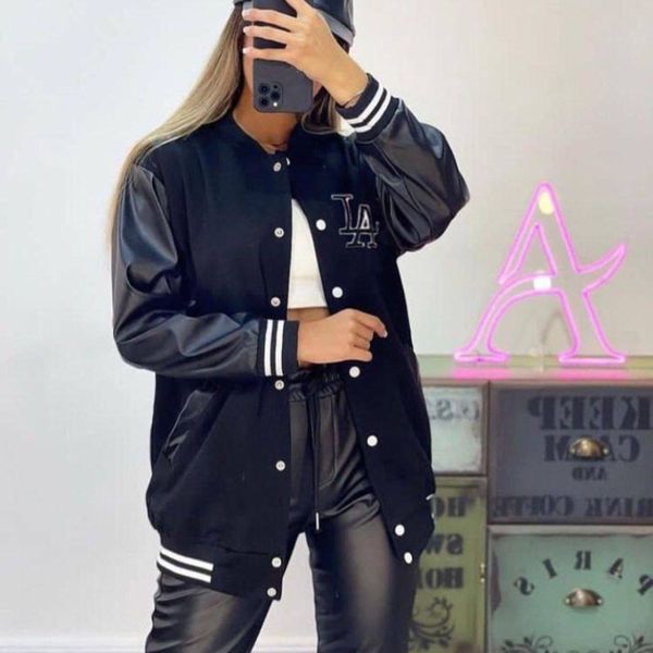 مانتو آستین چرم بیسبالی