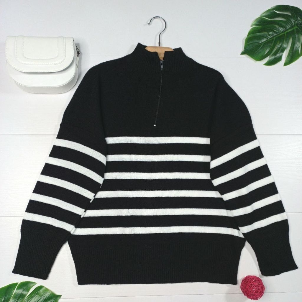 خرید آنلاین بلوز بافت پینترستی زیپی