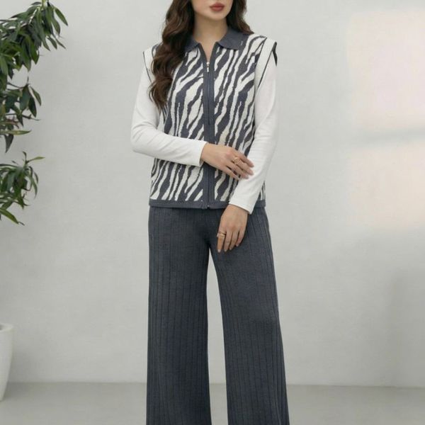 جلیقه و شلوار زبرا بافت