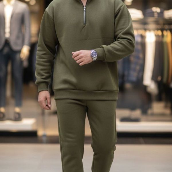 ست سوییشرت نیم زیپ و شلوار اسپرت