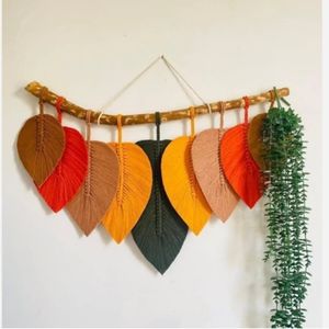 آویز برگ دکوری مکرومه طرح رزماری