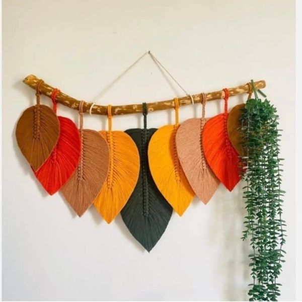 آویز برگ دکوری مکرومه طرح رزماری