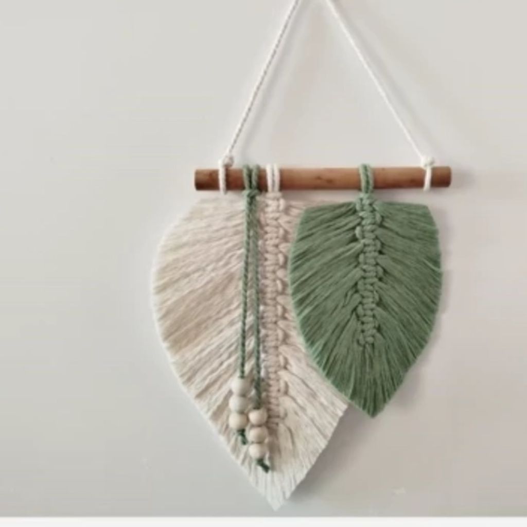 خرید آنلاین دیوارکوب برگ مکرومه بافی دکوراتیو طرح دارکوب