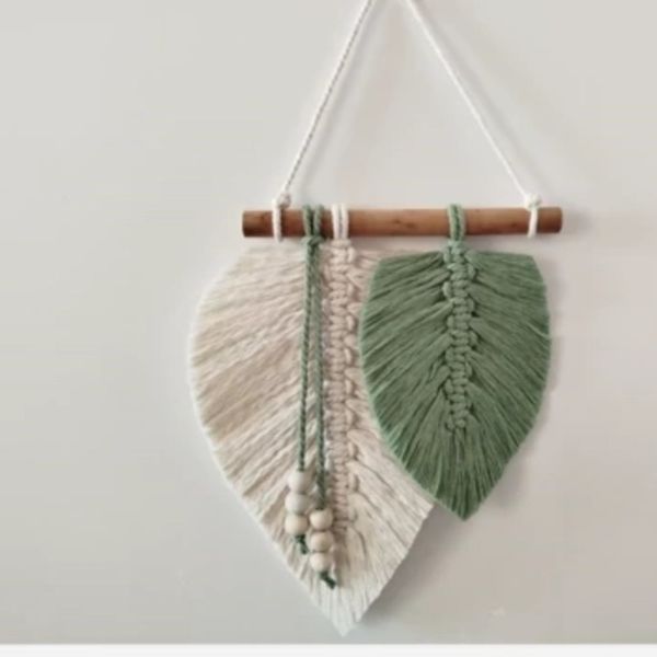 دیوارکوب برگ مکرومه بافی دکوراتیو طرح دارکوب