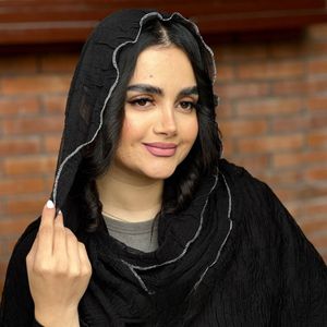 مشخصات شال حریر دور عروسکی موجی شیک مشکی