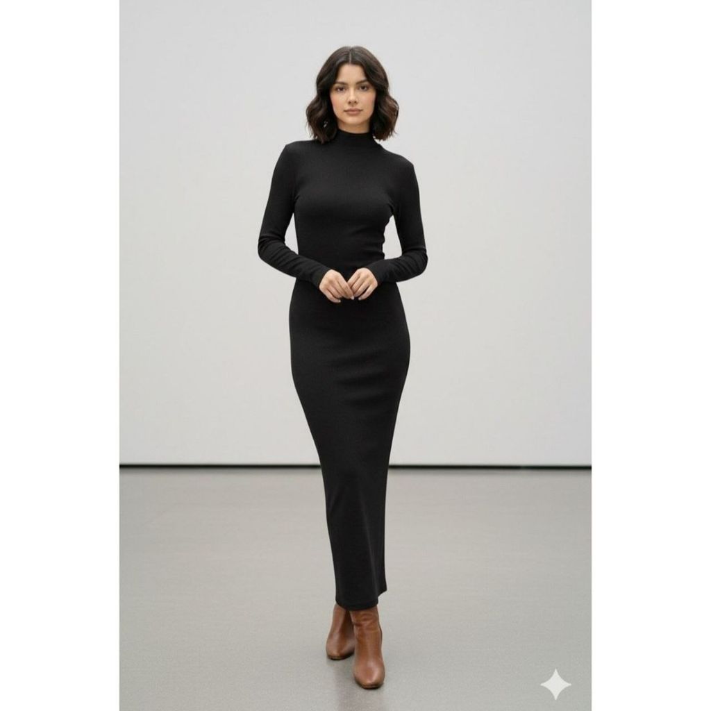 خرید آنلاین ماکسی کبریتی زنانه یقه ایستاده