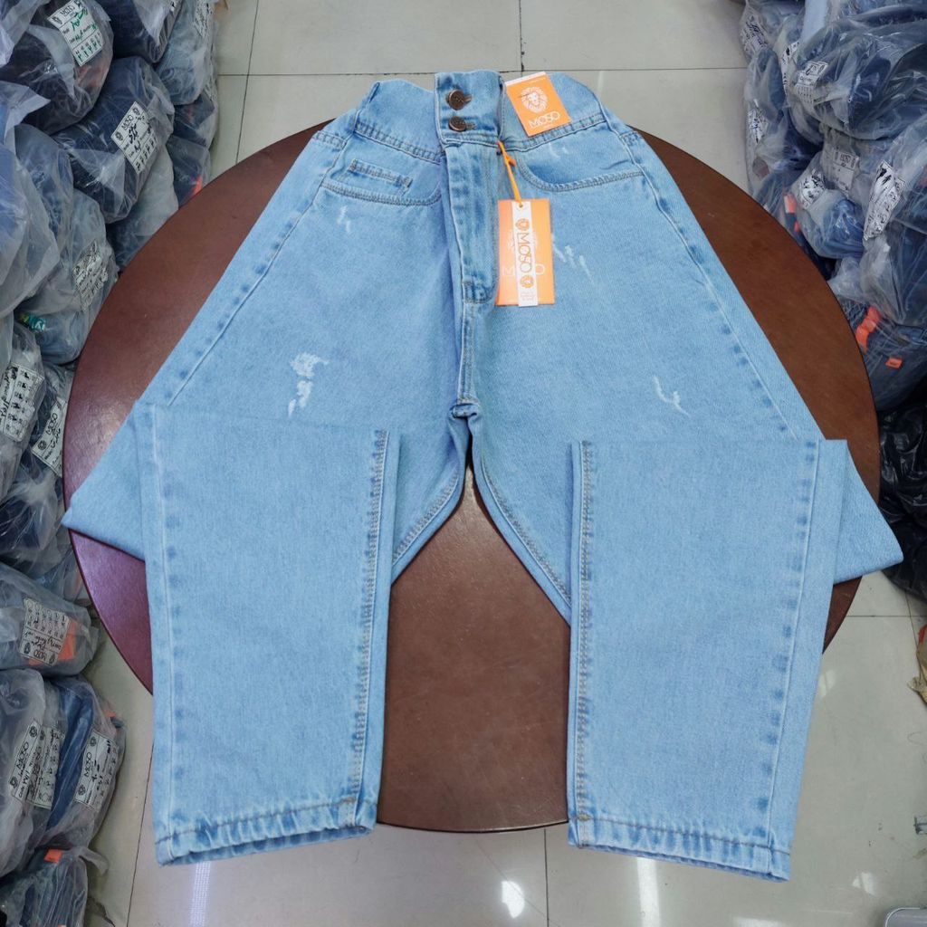 خرید اینترنتی قیمت شلوار لی زنانه مام فیت قواره بزرگ