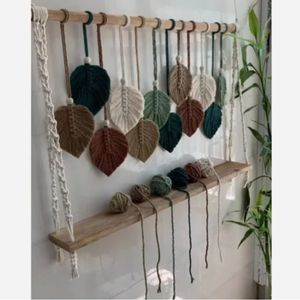 شلف برگ چوبی مکرومه مدل لامور