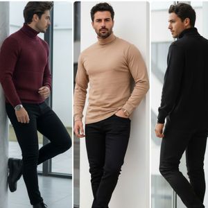 بافت یقه اسکی مردانه طرح ساده